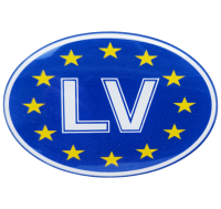 Lipdukas “LV su ES vėliava” iškiliu paviršiumi