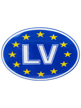 Lipdukas “LV su ES vėliava” iškiliu paviršiumi