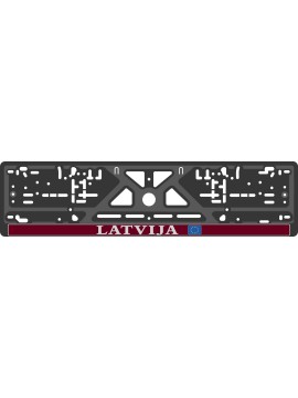 Number frame with polymer sticker LATVIJA with EU flag