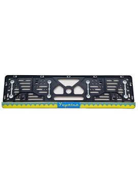 License plate frame with rubber gaskets and polymer sticker UkrainaR22