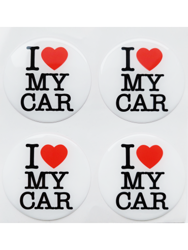 Wheel cover sticker "I love my car" 4 pcs. 