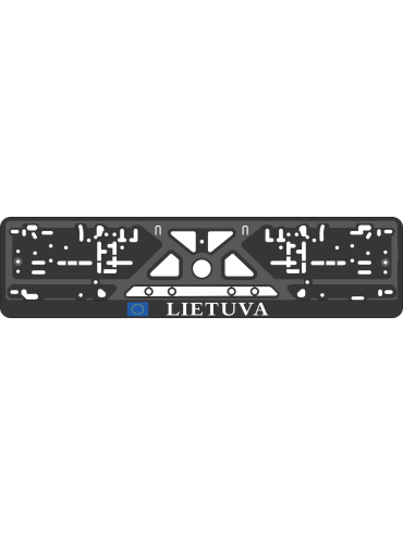 License Number Plate Frame - silkscreen printing - LIETUVA with EU flag  