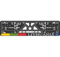 License plate frame - silkscreen printing - LITHUANIA with flag  