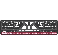 License plate frame - silkscreen printing - LATVIA  with a national band