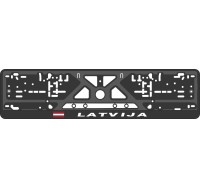 License plate frame - silkscreen printing - LATVIA with flag 