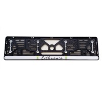 License plate frame with rubber gaskets and polymer sticker Lithuania R22
