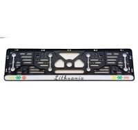 License plate frame with rubber gaskets and polymer sticker Lithuania R22