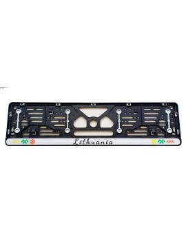 License plate frame with rubber gaskets and polymer sticker Lithuania R22